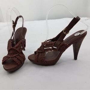 Banana Republic Brown Braided Heeled Sandals Size 7.5